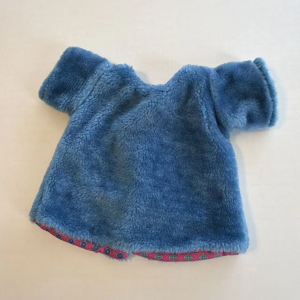 Vintage Baby Faux Fur Coat Teal Pink Lined Retro 3-6M Photo Prop Jacket Girls